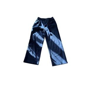 Tna Aritzia Navy Blue Pleated Wide Leg Trousers High Rise Pants Womens Size 6